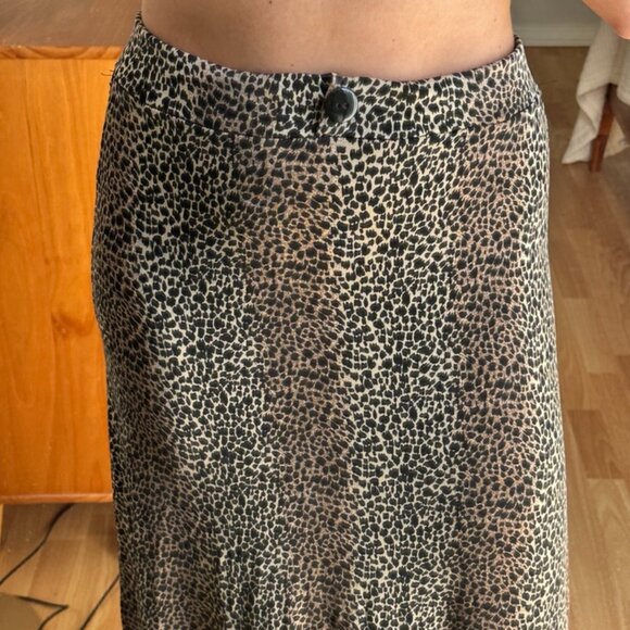 Vintage Cheetah Print Button Front Maxi Skirt Stretch Y2K 90s - S - Picture 2 of 5
